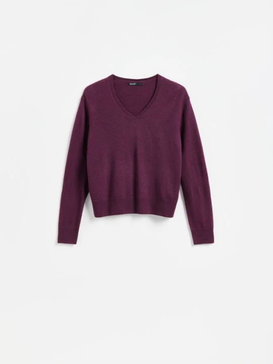 Zdjęcie produktu Reserved - Sweter z wełny merino - burgundowy