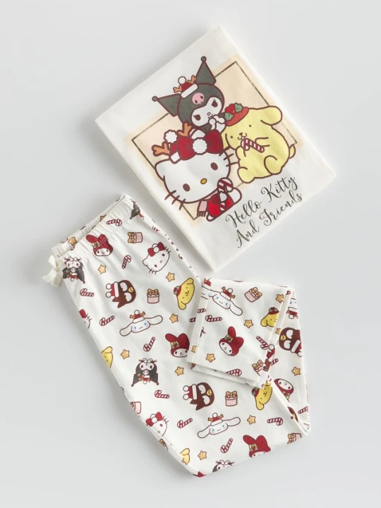 Zdjęcie produktu Reserved - Świąteczna piżama Hello Kitty and Friends - złamana biel