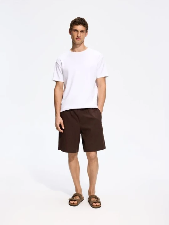 Zdjęcie produktu Reserved - Szorty loose fit - ciemnobrązowy
