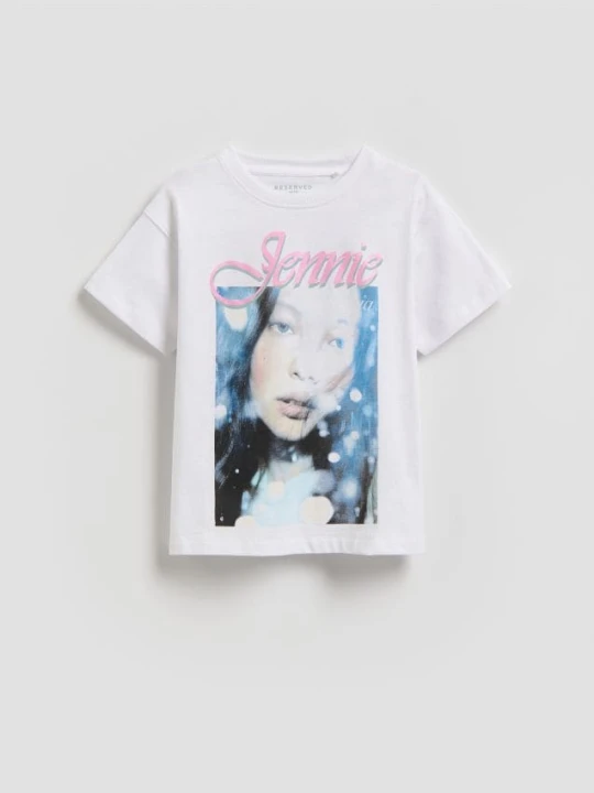 Zdjęcie produktu Reserved - T-shirt Blackpink Jennie - złamana biel