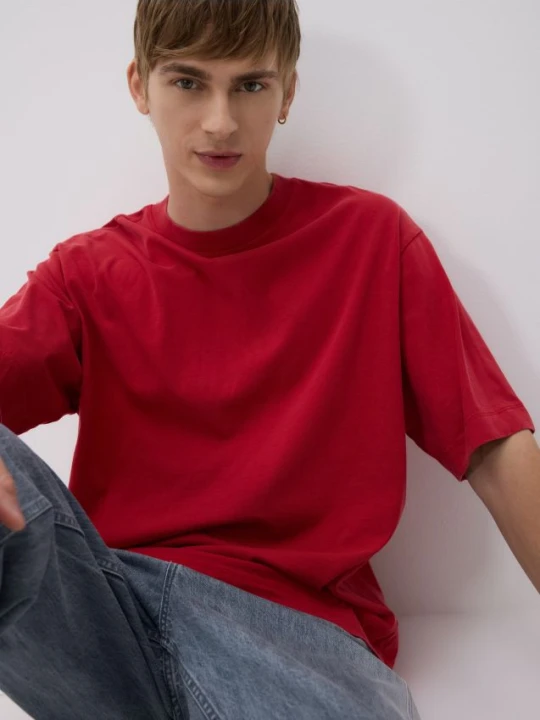 Zdjęcie produktu Reserved - T-shirt boxy - czerwony