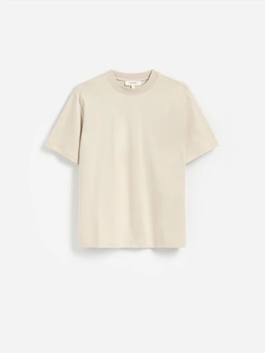 Zdjęcie produktu Reserved - T-shirt boxy z bawełny merceryzowanej - beżowy