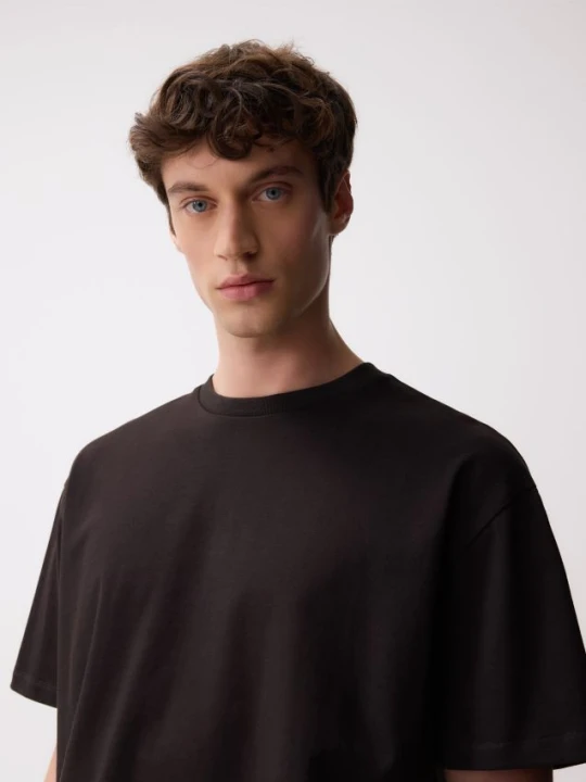 Zdjęcie produktu Reserved - T-shirt boxy z haftem - brązowy