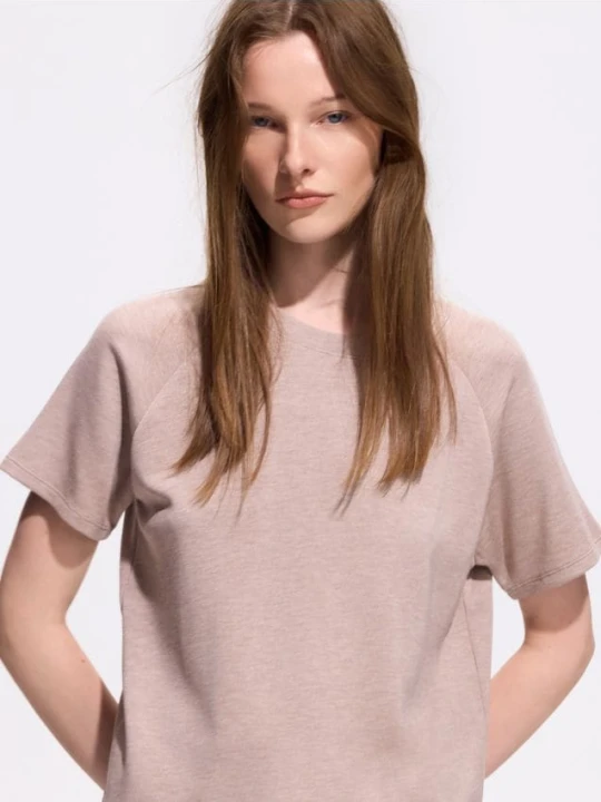 Zdjęcie produktu Reserved - T-shirt boxy z modalem - beżowy