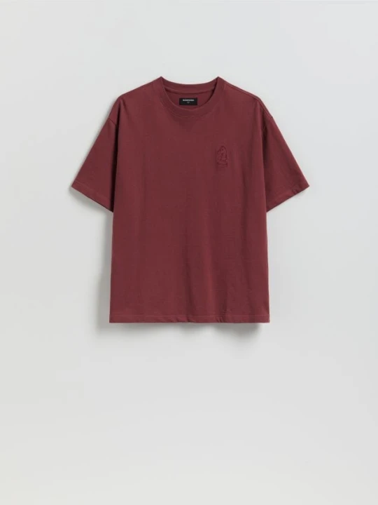 Zdjęcie produktu Reserved - T-shirt boxy z nadrukiem na plecach - bordowy
