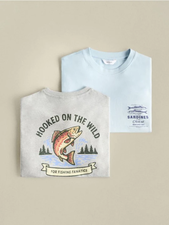 Zdjęcie produktu Reserved - T-shirt boxy z nadrukiem na plecach - jasnoszary