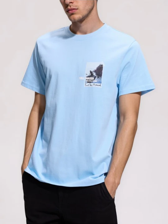Zdjęcie produktu Reserved - T-shirt comfort z nadrukiem - jasnoniebieski