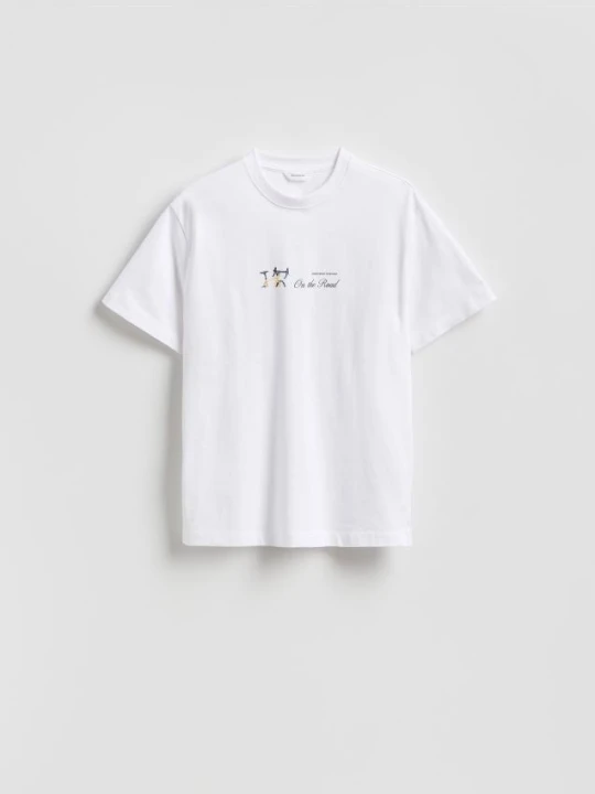 Zdjęcie produktu Reserved - T-shirt comfort z nadrukiem na plecach - biały