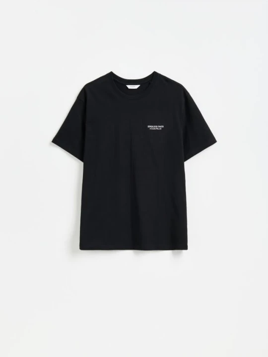 Zdjęcie produktu Reserved - T-shirt comfort z nadrukiem na plecach - czarny