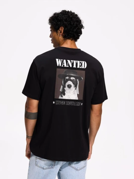 Zdjęcie produktu Reserved - T-shirt comfort z nadrukiem na plecach - czarny