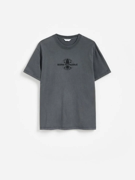 Zdjęcie produktu Reserved - T-shirt comfort z nadrukiem - szary