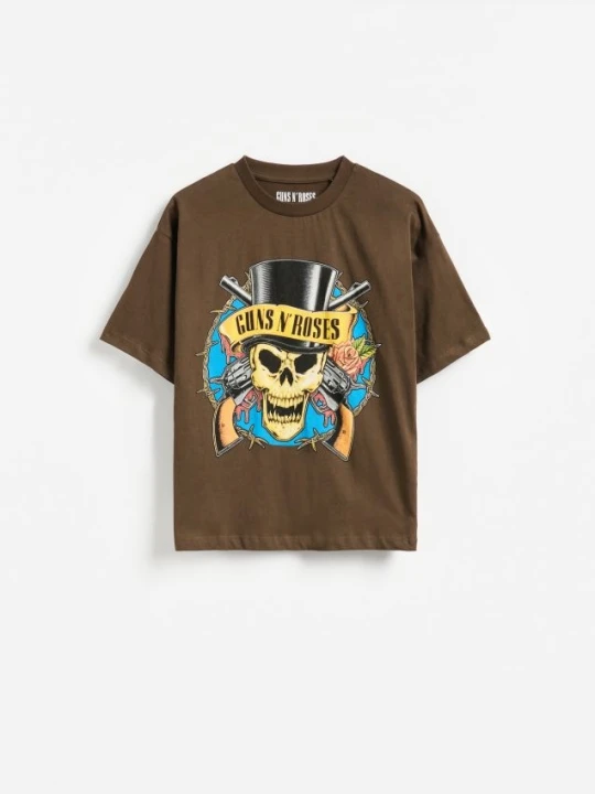 Zdjęcie produktu Reserved - T-shirt Guns N' Roses - ciemnobrązowy