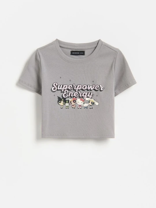 Zdjęcie produktu Reserved - T-shirt Hello Kitty and Friends x The Powerpuff Girls - ciemnoszary
