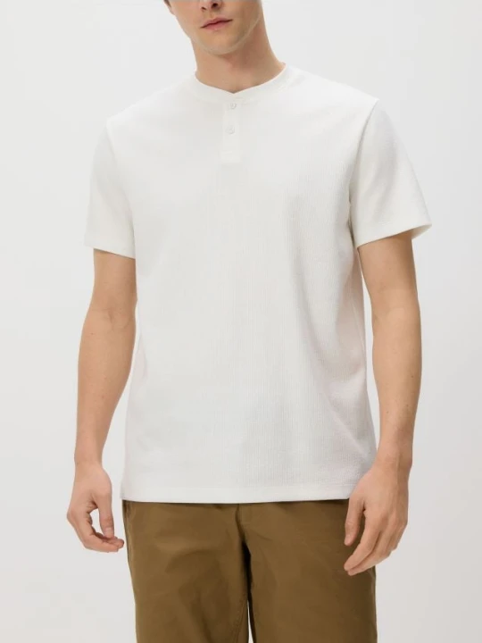 Zdjęcie produktu Reserved - T-shirt henley regular fit - złamana biel