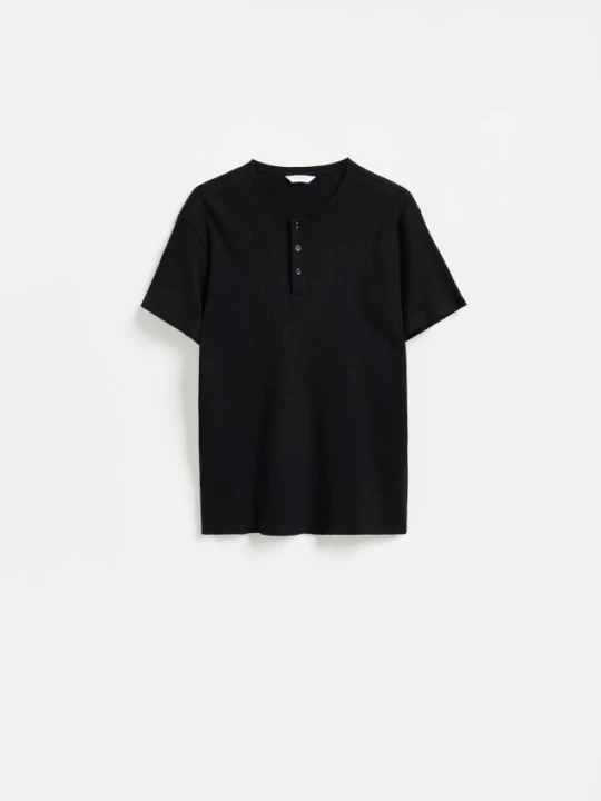 Zdjęcie produktu Reserved - T-shirt henley slim fit - czarny