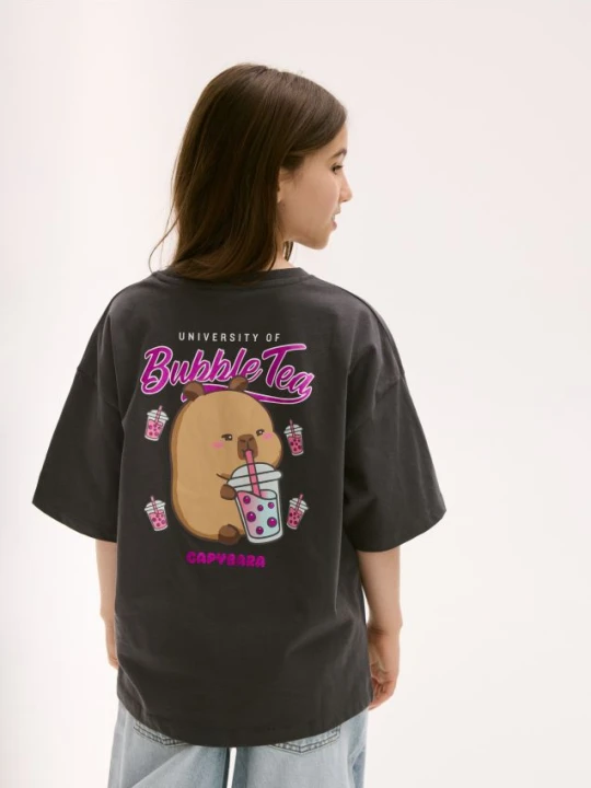 Zdjęcie produktu Reserved - T-shirt Kapibara CapyFun - ciemnoszary