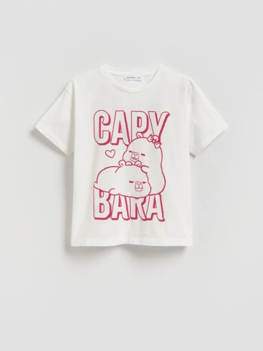 Zdjęcie produktu Reserved - T-shirt Kapibara CapyFun - złamana biel