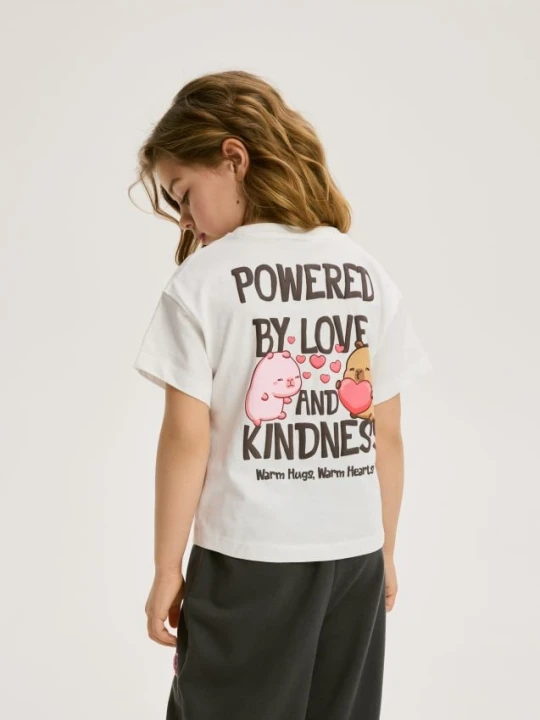 Zdjęcie produktu Reserved - T-shirt Kapibara CapyFun - złamana biel