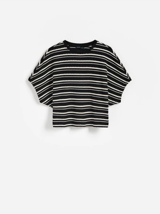 Zdjęcie produktu Reserved - T-shirt kimono w paski - czarny