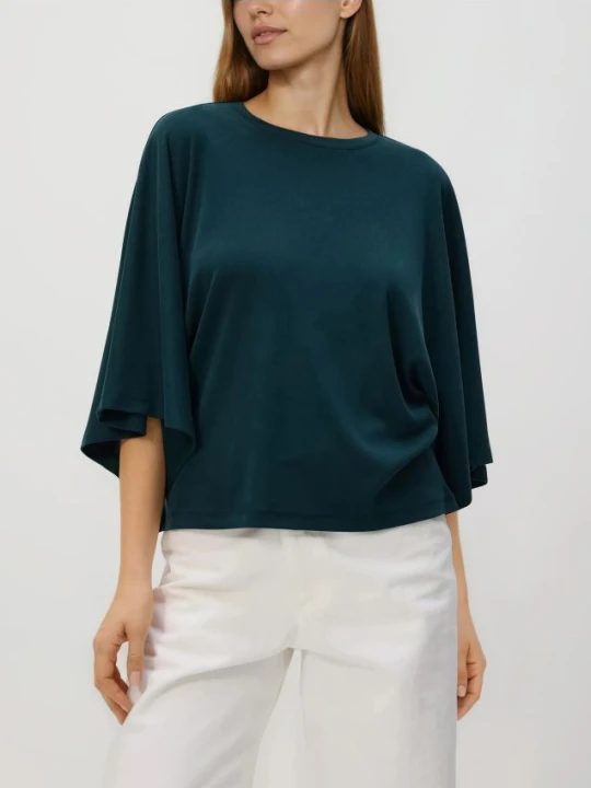 Zdjęcie produktu Reserved - T-shirt kimono z wiskozą - ciemny turkus