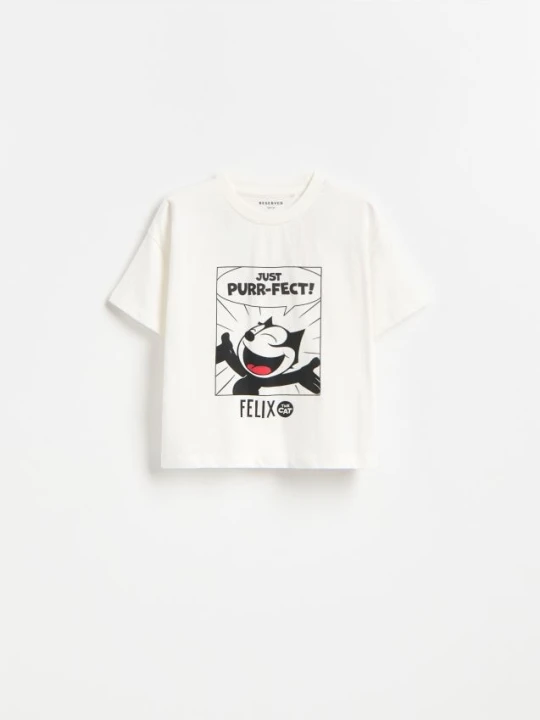 Zdjęcie produktu Reserved - T-shirt Kot Feliks - złamana biel