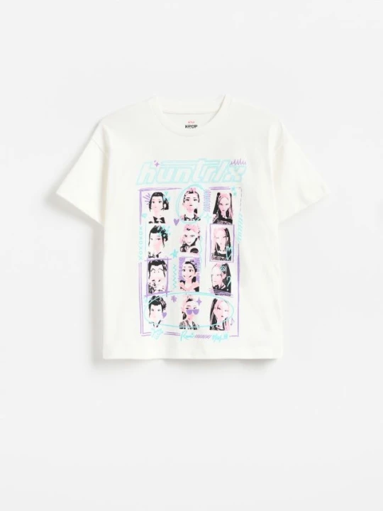 Zdjęcie produktu Reserved - T-shirt Kpop Demon Hunters™ - złamana biel