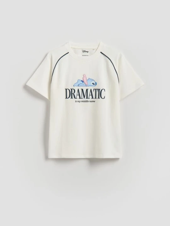 Zdjęcie produktu Reserved - T-shirt Lilo i Stitch - złamana biel