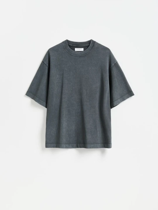 Zdjęcie produktu Reserved - T-shirt loose z efektem sprania - ciemnoszary