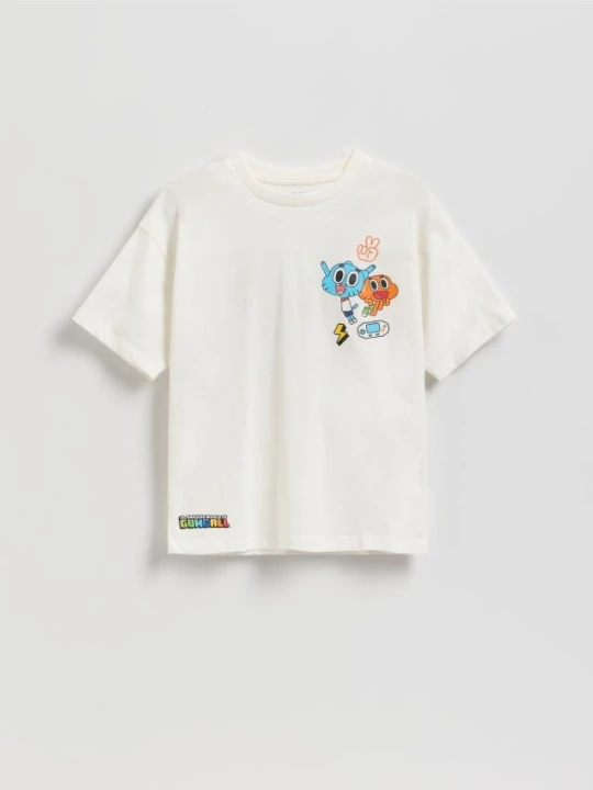Zdjęcie produktu Reserved - T-shirt Niesamowity Świat Gumballa - złamana biel