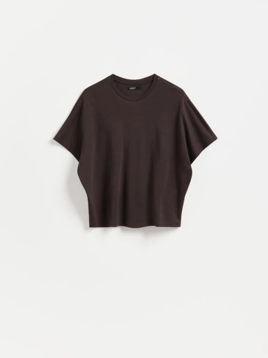 Zdjęcie produktu Reserved - T-shirt oversize - ciemnobrązowy