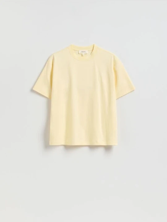 Zdjęcie produktu Reserved - T-shirt oversize z merceryzowanej bawełny - złamana biel