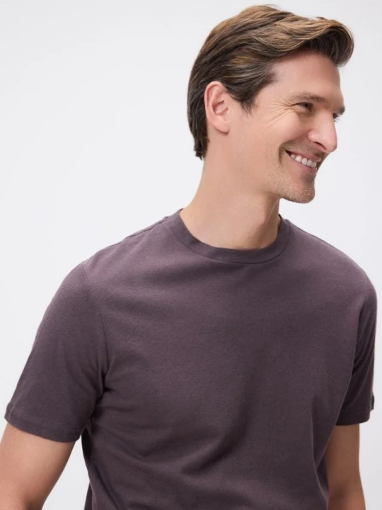 Zdjęcie produktu Reserved - T-shirt regular fit z lnem - brązowy