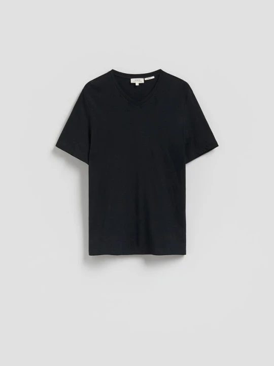 Zdjęcie produktu Reserved - T-shirt regular fit z lnem - czarny