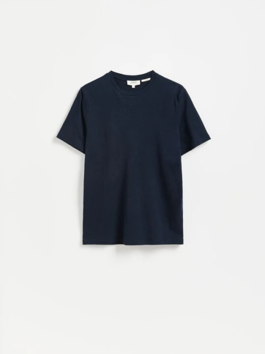Zdjęcie produktu Reserved - T-shirt regular fit z lnem - granatowy