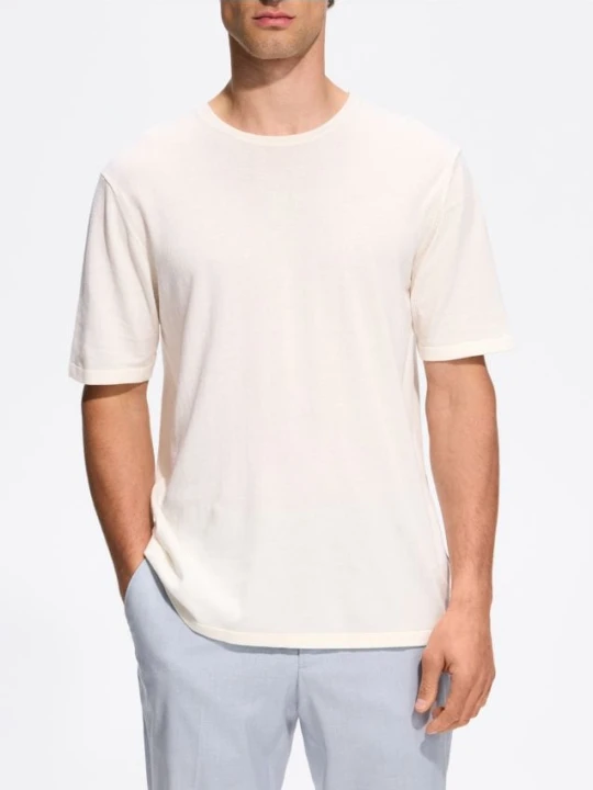 Zdjęcie produktu Reserved - T-shirt regular fit z lyocellem - beżowy
