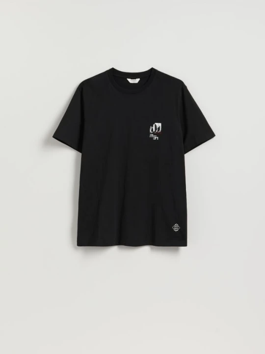 Zdjęcie produktu Reserved - T-shirt regular fit z nadrukiem - czarny