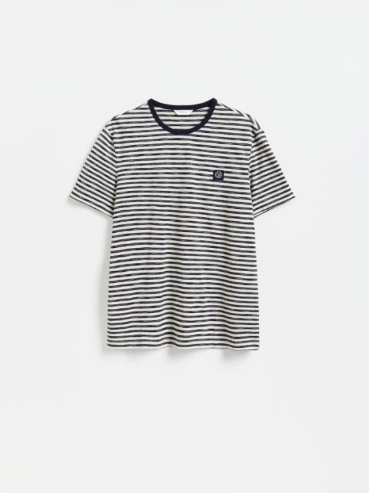 Zdjęcie produktu Reserved - T-shirt regular w paski - granatowy