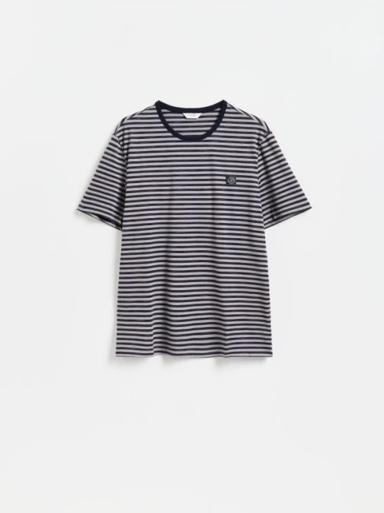 Zdjęcie produktu Reserved - T-shirt regular w paski - granatowy