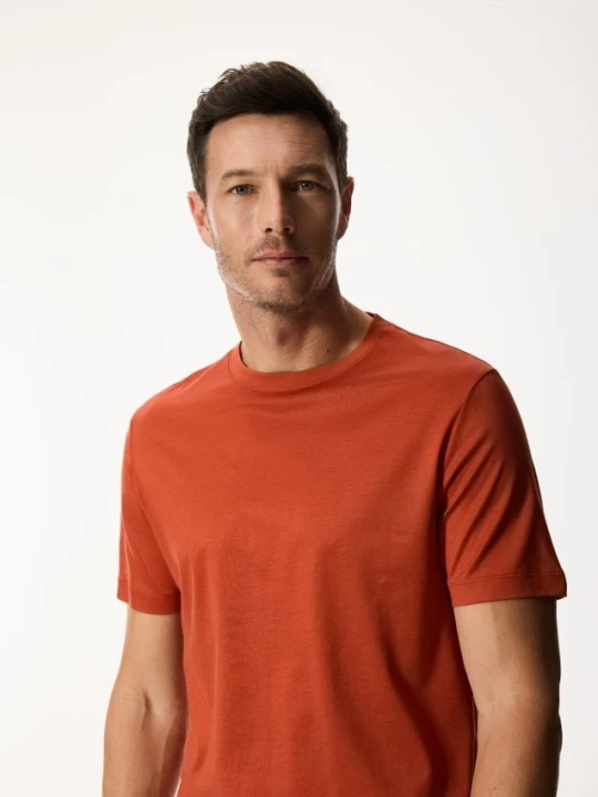 Zdjęcie produktu Reserved - T-shirt regular z bawełną merceryzowaną - koralowy