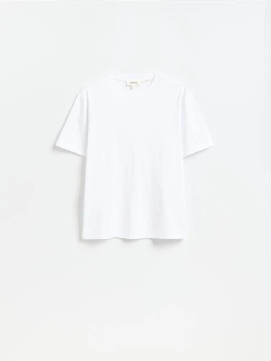 Zdjęcie produktu Reserved - T-shirt regular z bawełny merceryzowanej - biały
