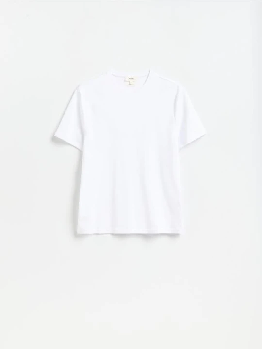 Zdjęcie produktu Reserved - T-shirt regular z bawełny merceryzowanej - biały