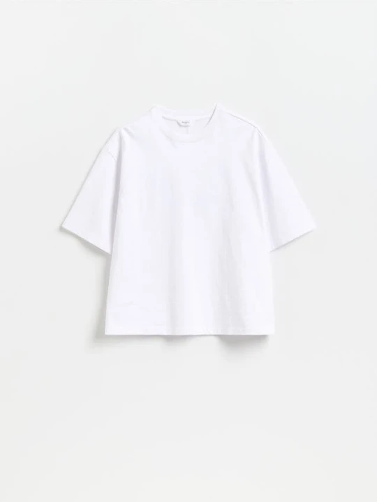Zdjęcie produktu Reserved - T-shirt regular z bawełny merceryzowanej - biały