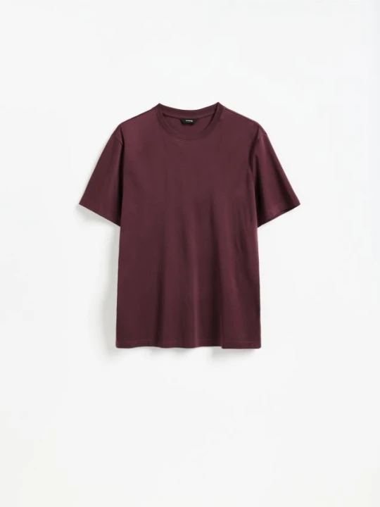 Zdjęcie produktu Reserved - T-shirt regular z bawełny merceryzowanej - brązowy