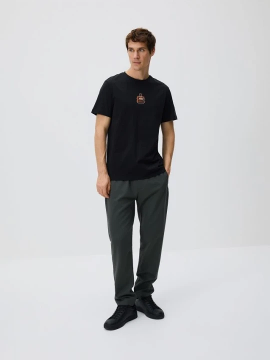 Zdjęcie produktu Reserved - T-shirt regular z bawełny merceryzowanej - czarny