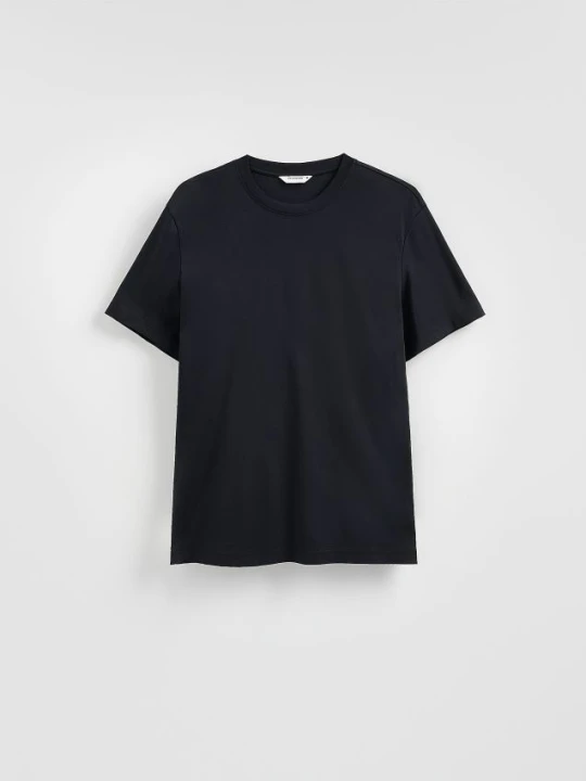 Zdjęcie produktu Reserved - T-shirt regular z bawełny merceryzowanej - czarny