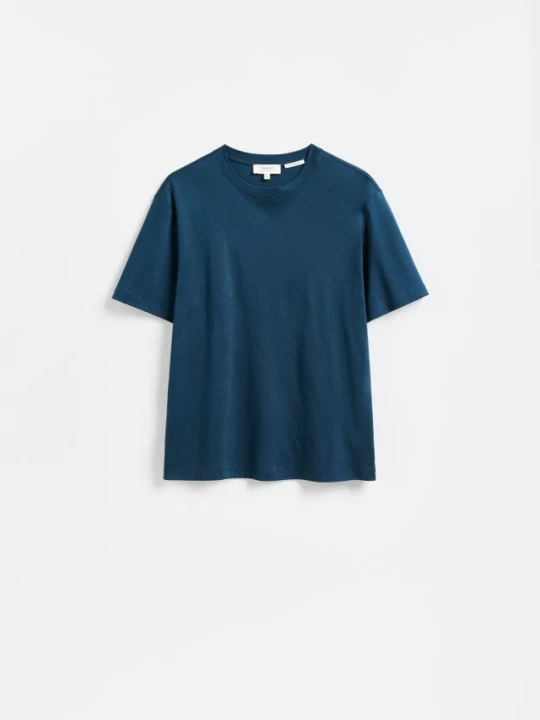 Zdjęcie produktu Reserved - T-shirt regular z bawełny merceryzowanej - morski