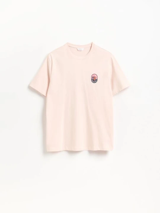 Zdjęcie produktu Reserved - T-shirt regular z bawełny - pastelowy róż