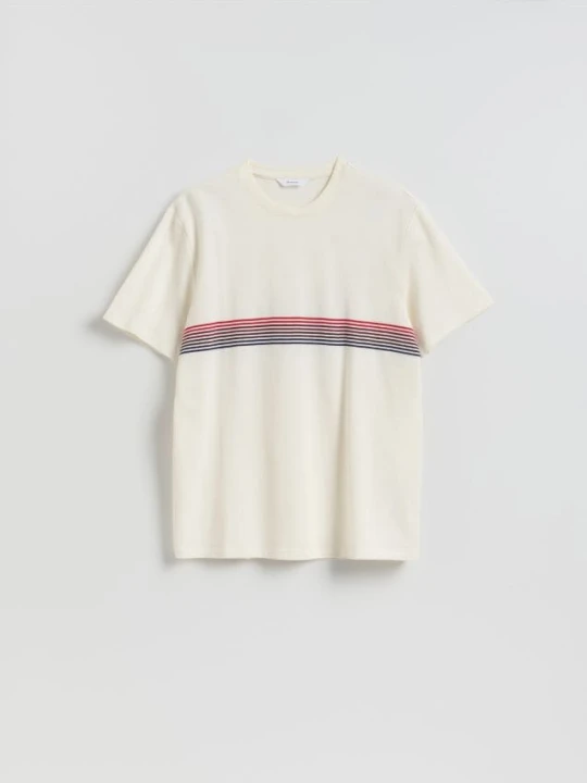 Zdjęcie produktu Reserved - T-shirt regular z bawełny - złamana biel
