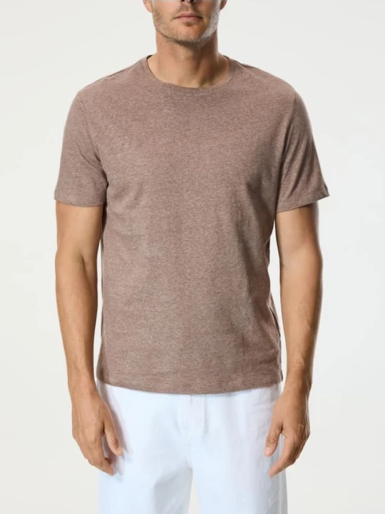 Zdjęcie produktu Reserved - T-shirt regular z lnem - brązowy
