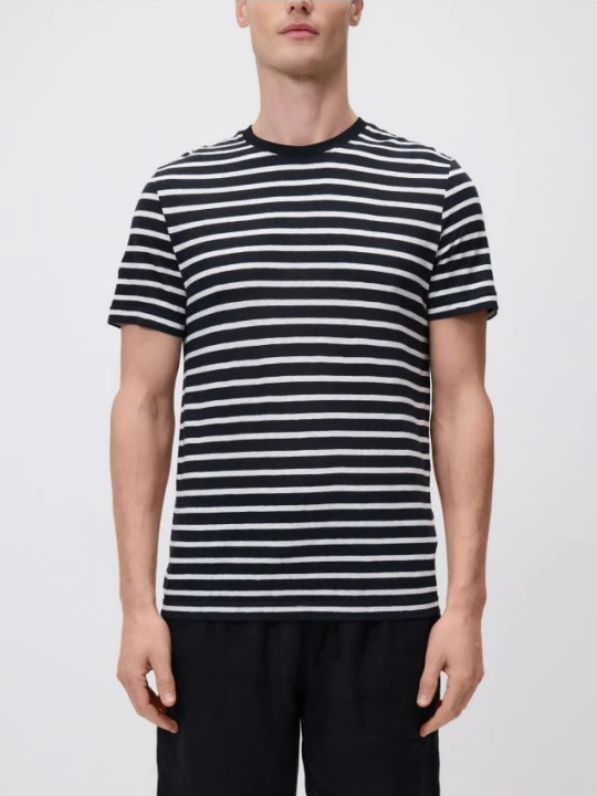 Zdjęcie produktu Reserved - T-shirt regular z lnem - czarny